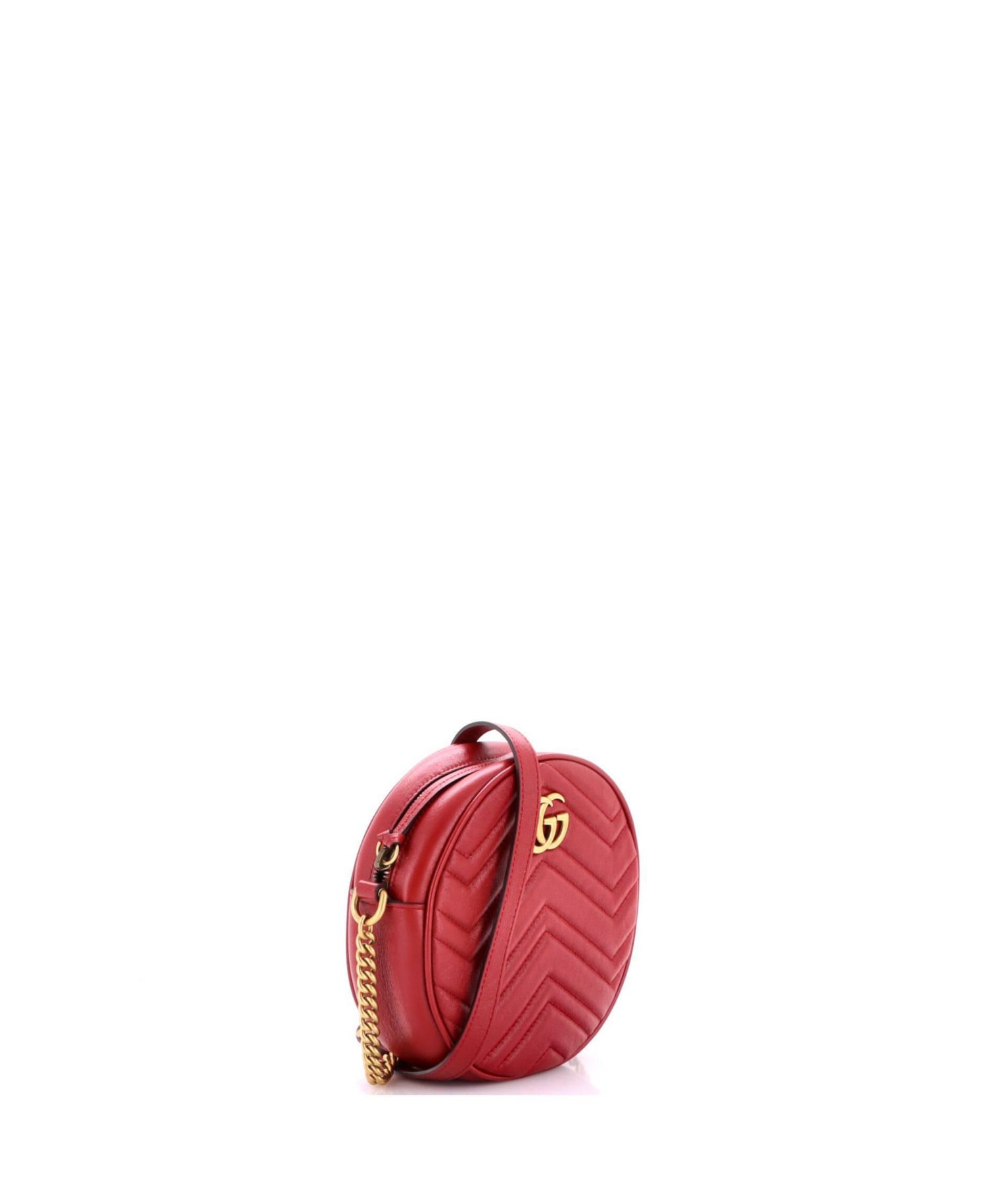 Mini GG Marmont Round Shoulder Bag Matelasse Leather