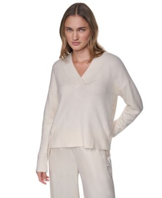Women's Oversized V-Neck Long-Sleeve Sweater