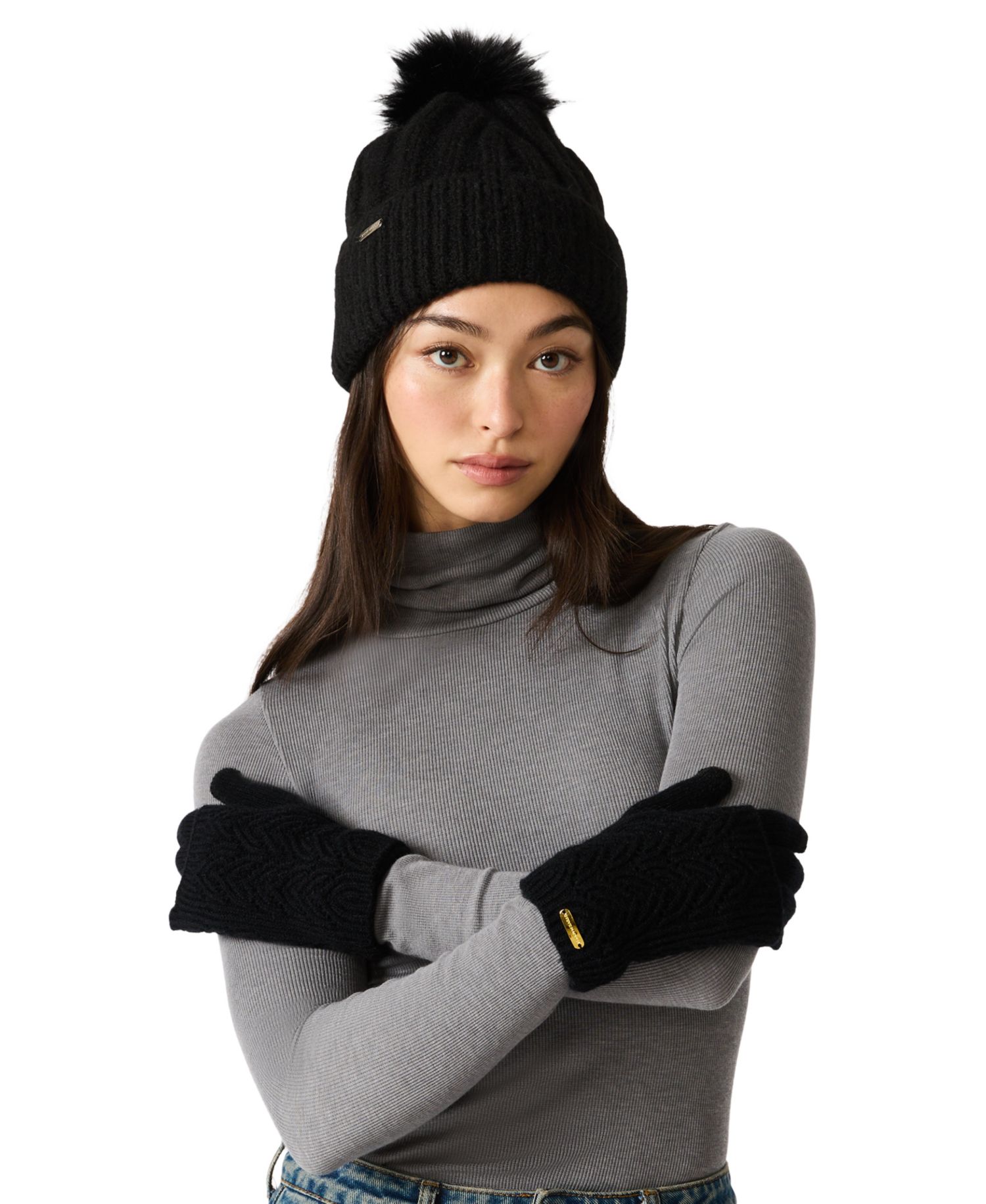 Women's Convertible Pointelle Cuff Gloves