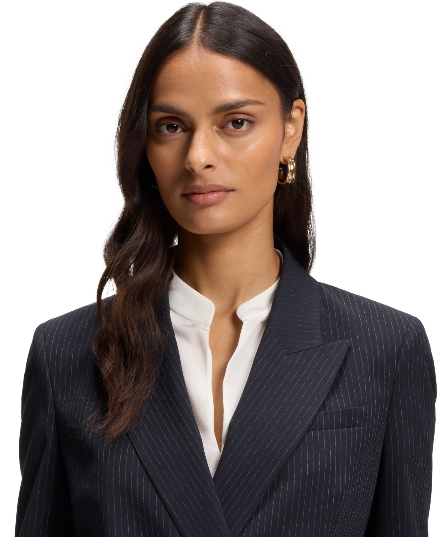 Women's Jaleto12 Double-Breasted Pinstripe Stretch Crepe Blazer