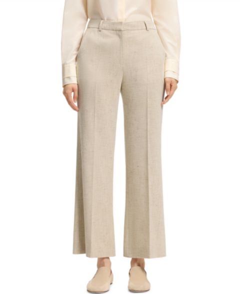 Женские брюки Hugo Boss BOSS by Talia-Crop Slub-Weave Cropped Flared-Fit, цвет: Open