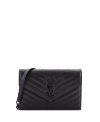 Small Classic Monogram Wallet on Chain Matelasse Chevron Leather