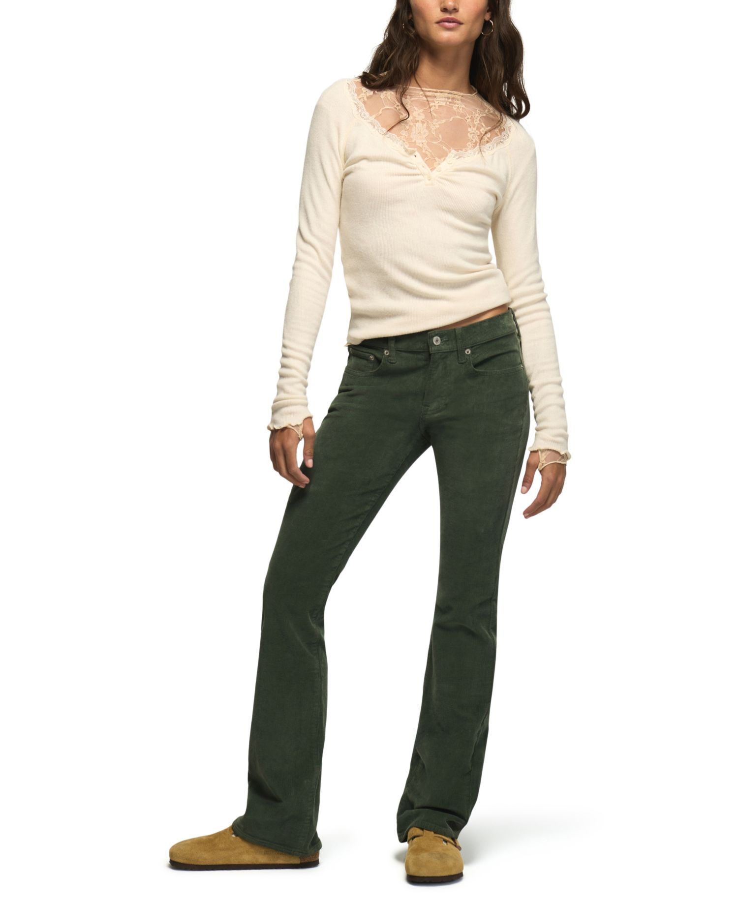 Women's Sweet Mid-Rise Boot-Cut Corduroy Pants