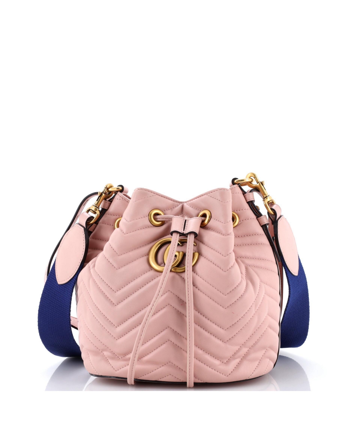 Pre-Owned Gucci Small Gg Marmont Bucket Bag Matelasse Leather - Pink