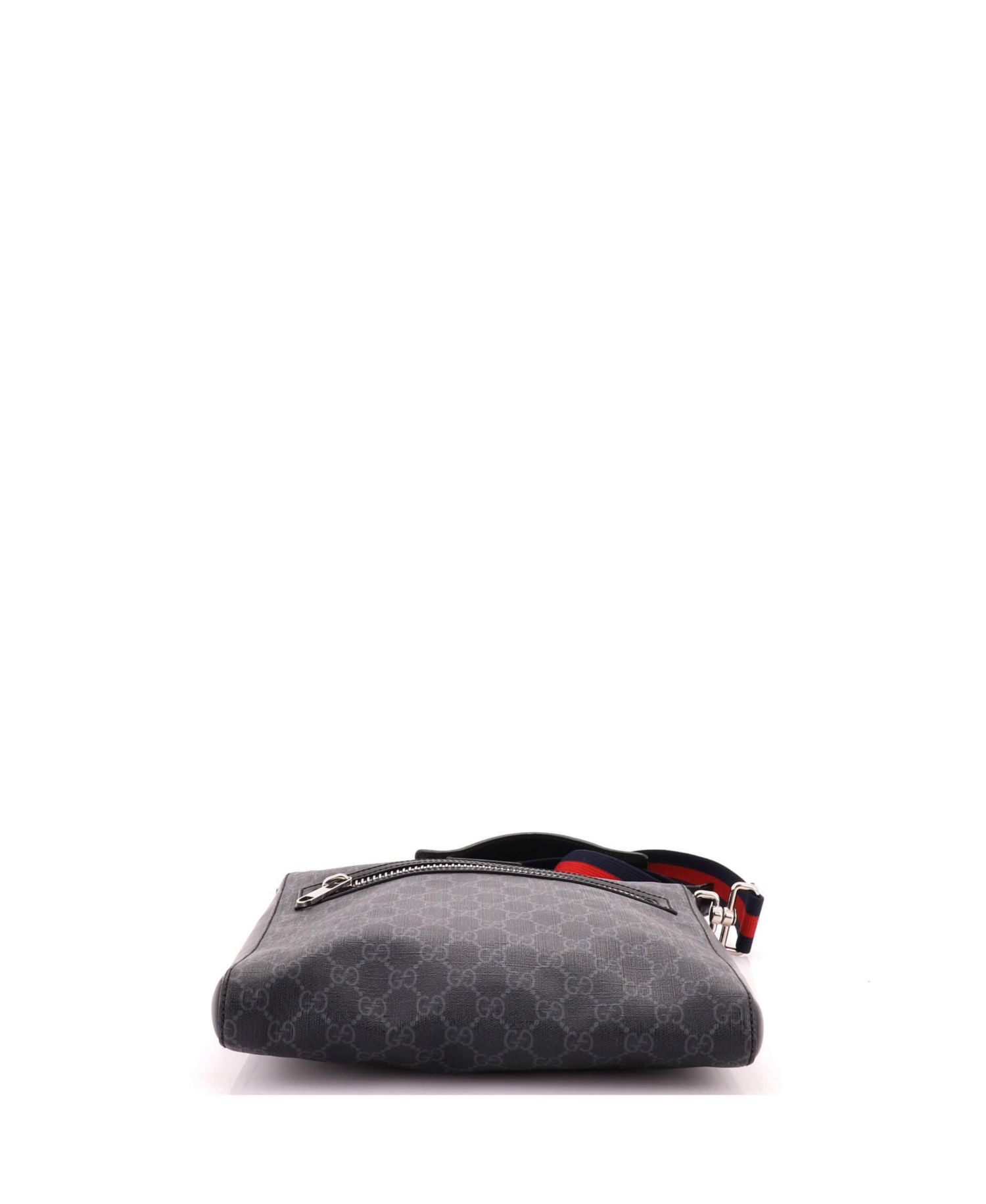Medium Web Strap Front Zip Messenger Bag GG Coated Canvas
