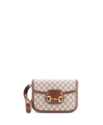 East West Horsebit 1955 Shoulder Bag GG Coated Canvas with Leather