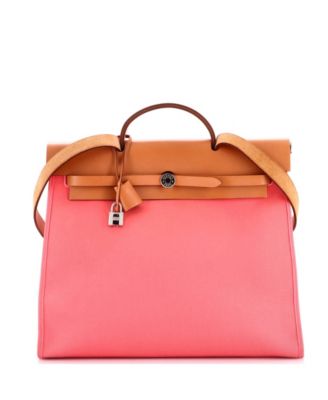Pre-Owned Hermes 39 Herbag Zip Leather and Toile