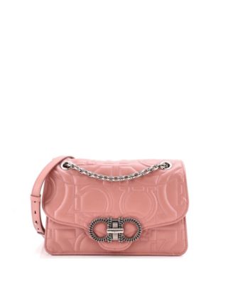 Medium Gancini Turnlock Flap Bag Gancini Quilted Leather