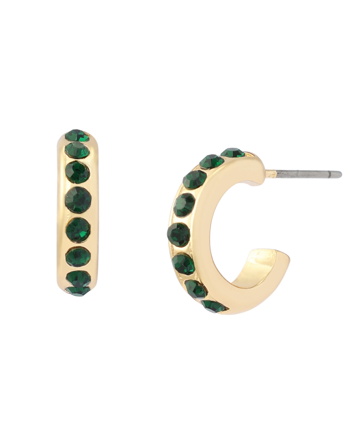 Kurt Geiger London Faux-Stone Signature Huggie Earrings - Green/Gold