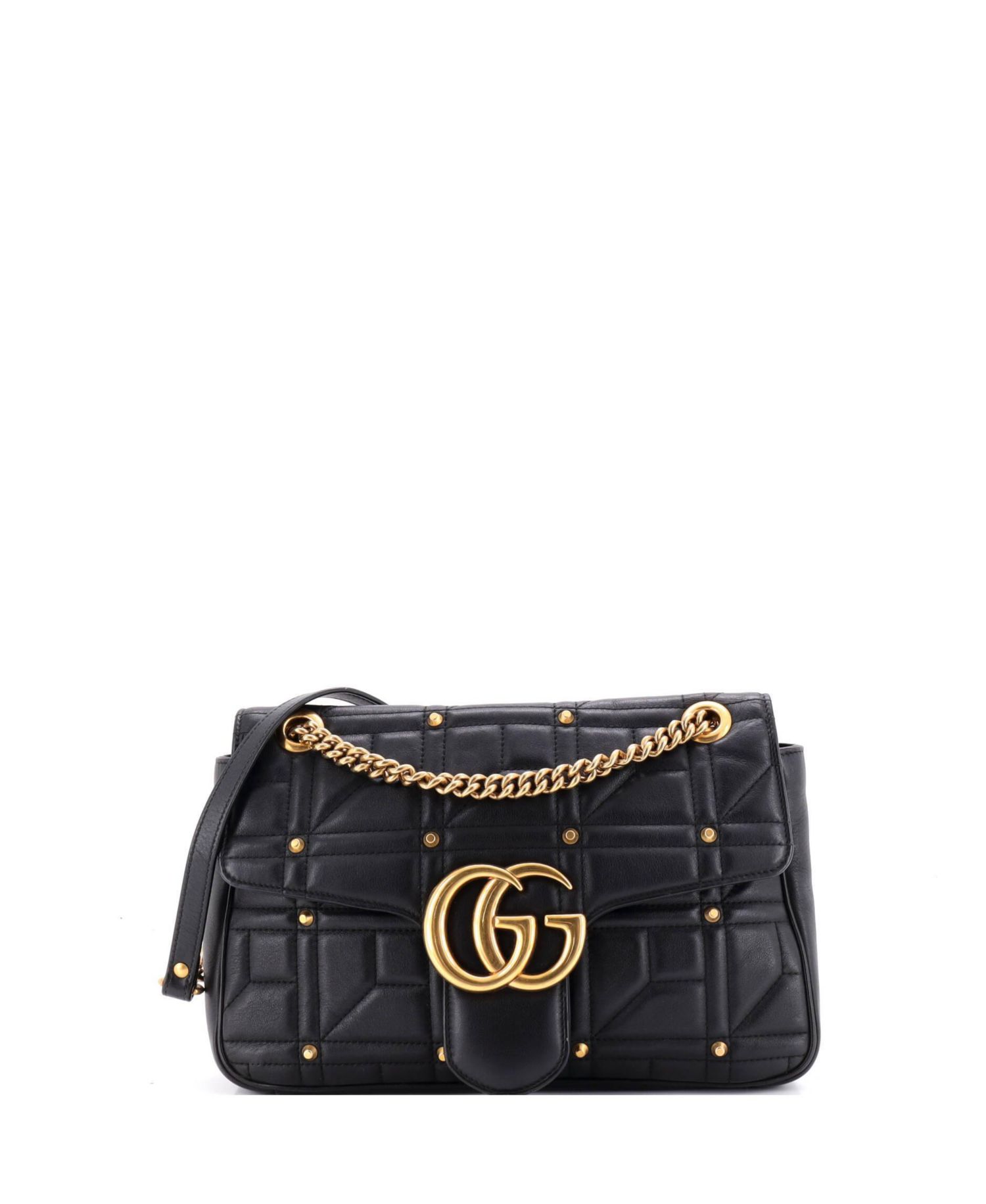 Medium GG Marmont Flap Bag Studded Matelasse Leather