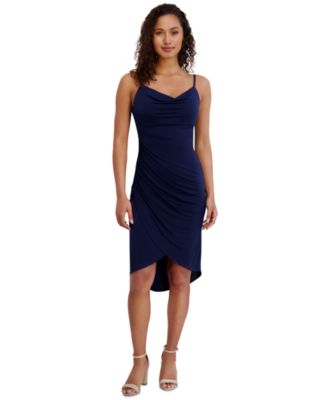Women's Sleeveless Cowl Neck Bodycon Ruched Dress