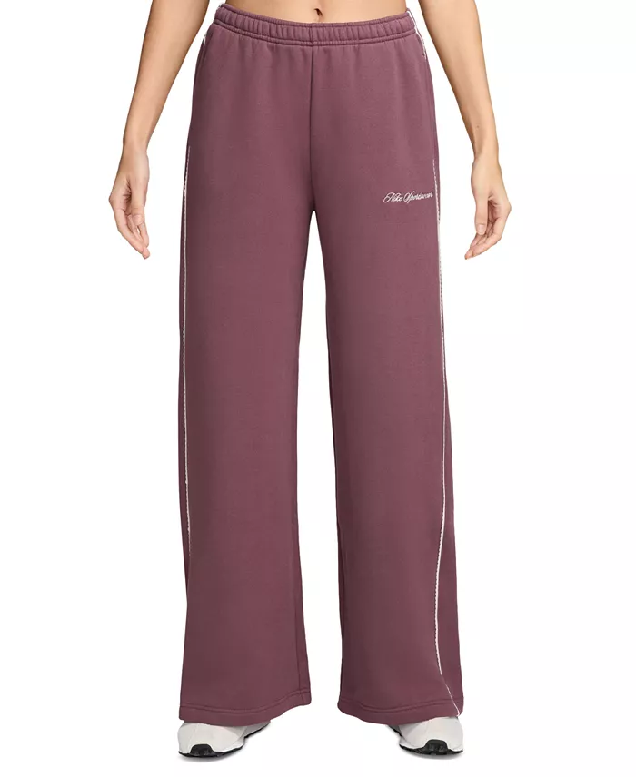 Women's Studio Fleece Mid-Rise Wide-Leg Scallop Pants