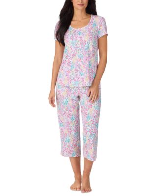 Women's Short-Sleeve Top & Cropped Pants, 2-Piece Pajama Set