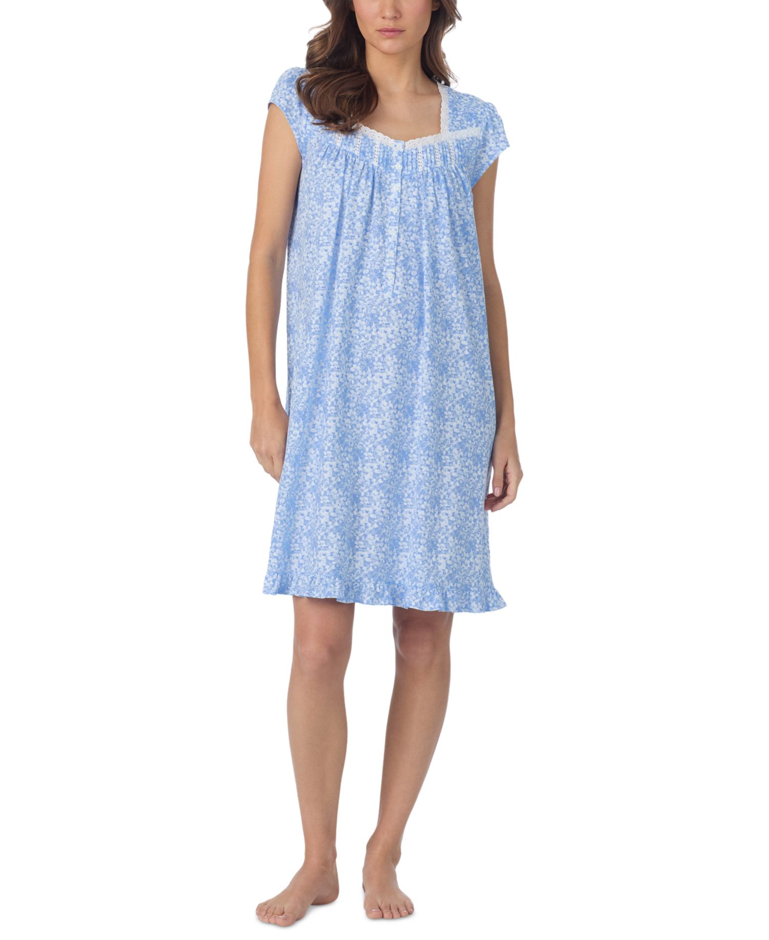 Women's Floral Print Cap-Sleeve Short Nightgown