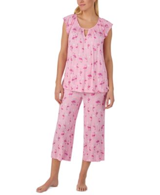 Women's Scoop Neck Top & Cropped Pajama Pants, 2-Piece Set