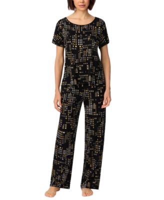 Women's Short-Sleeve Crewneck Pull-On Top and Pants Pajama Set