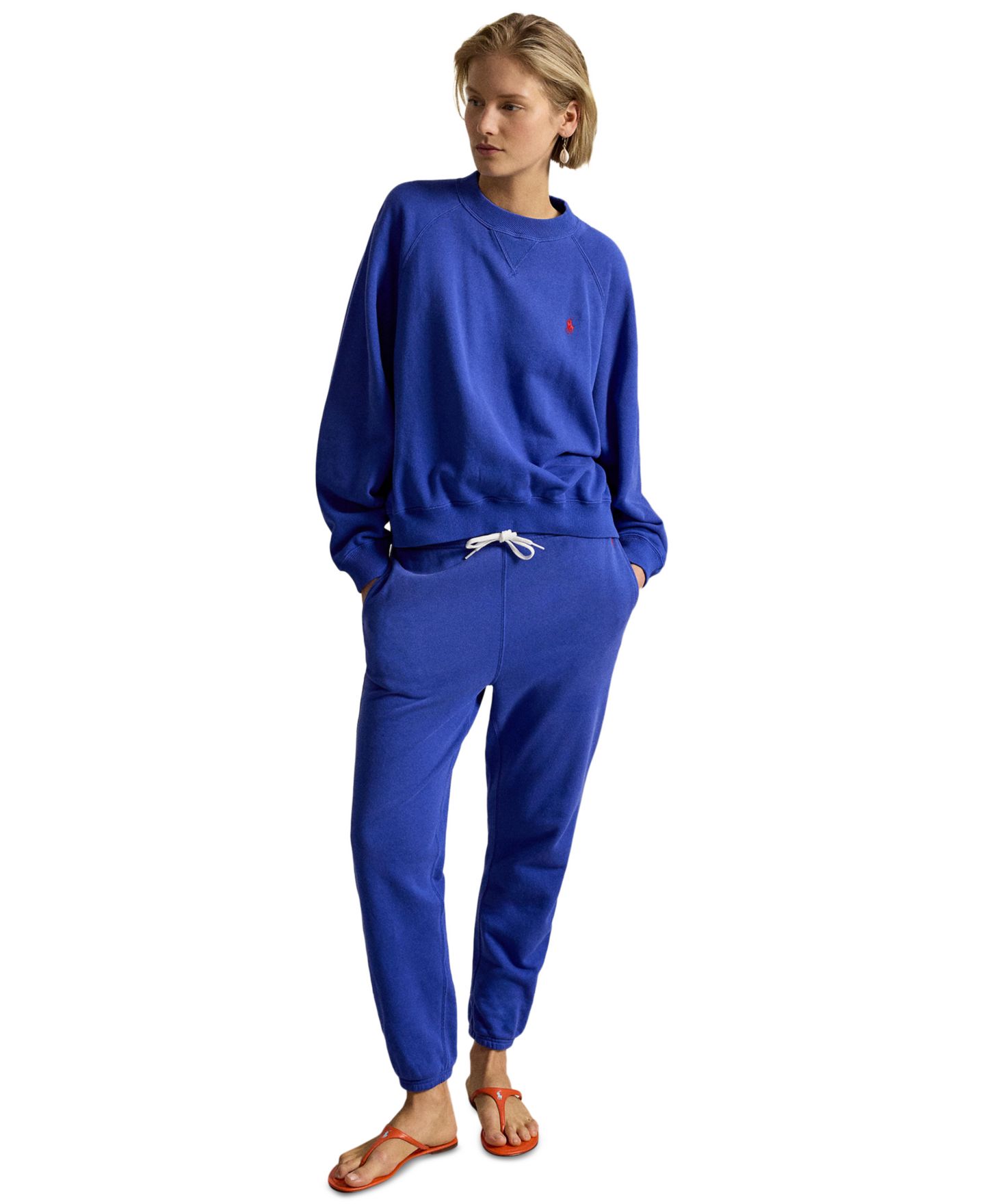 Женские брюки Polo Ralph Lauren Fleece Drawstring Sweatpants, цвет: Синий, вариант 1 — фото 1