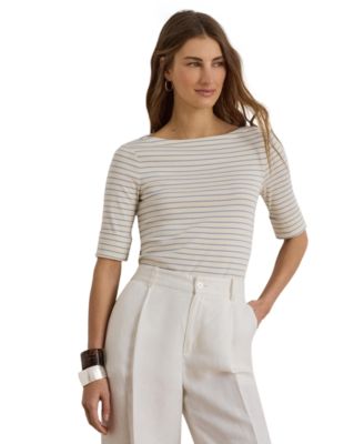 Women's Striped Boat Neck Top