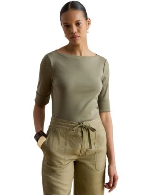 Women's Stretch Cotton Boat Neck T-Shirt