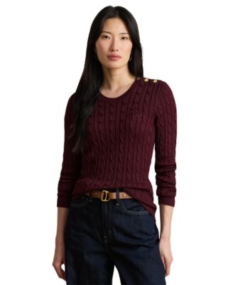 Women's Button-Trim Cable-Knit Sweater