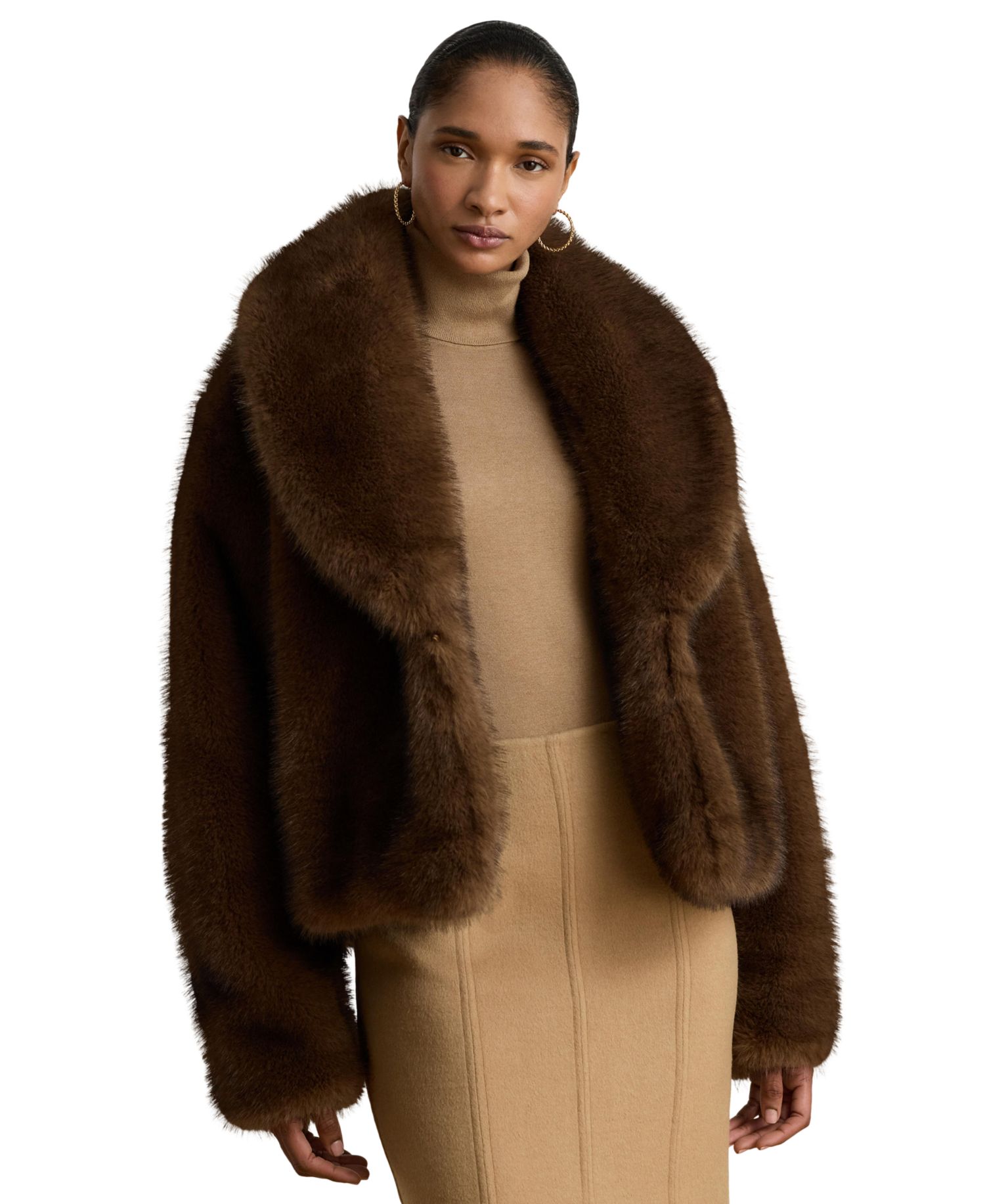 Women's Faux-Fur Shawl-Collar Coat