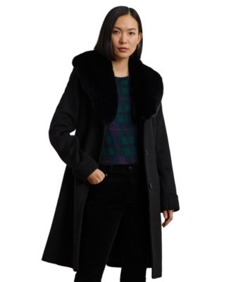 Women's Icon Faux-Fur Collar Walker Coat, Created for Macy's