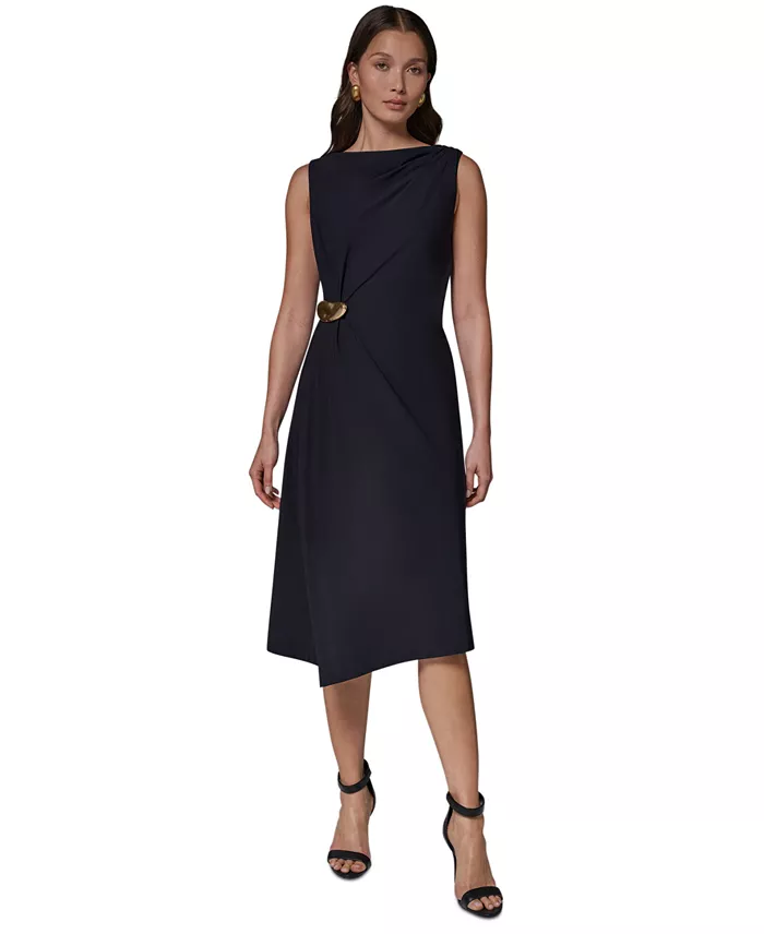 Women's Sleeveless Draped Sheath Dress