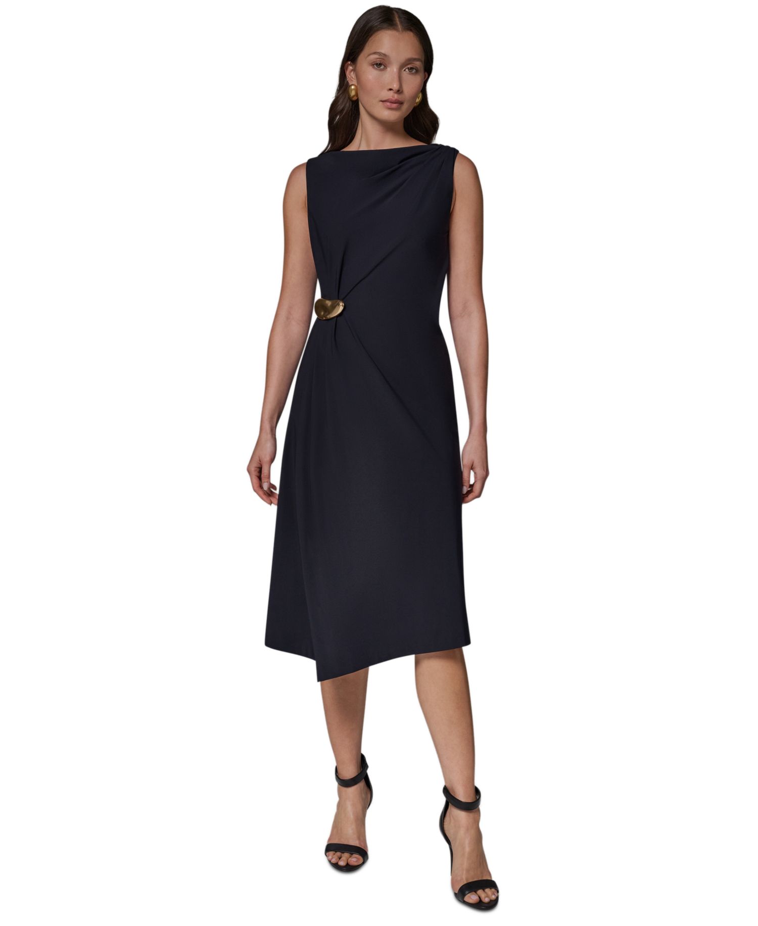 Women's Sleeveless Draped Sheath Dress