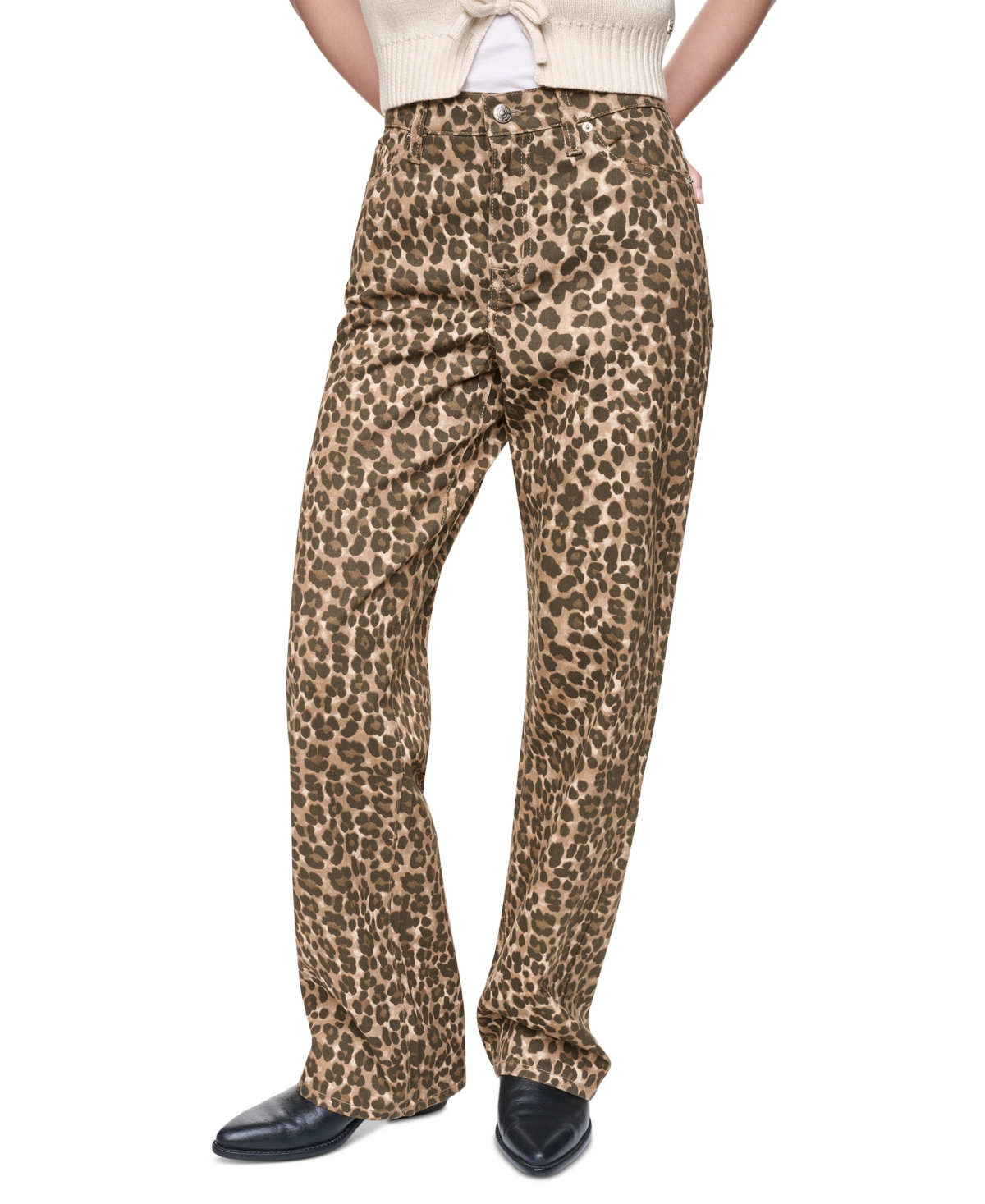 Dkny Jeans Women's Animal Print Mid-Rise Straight Leg