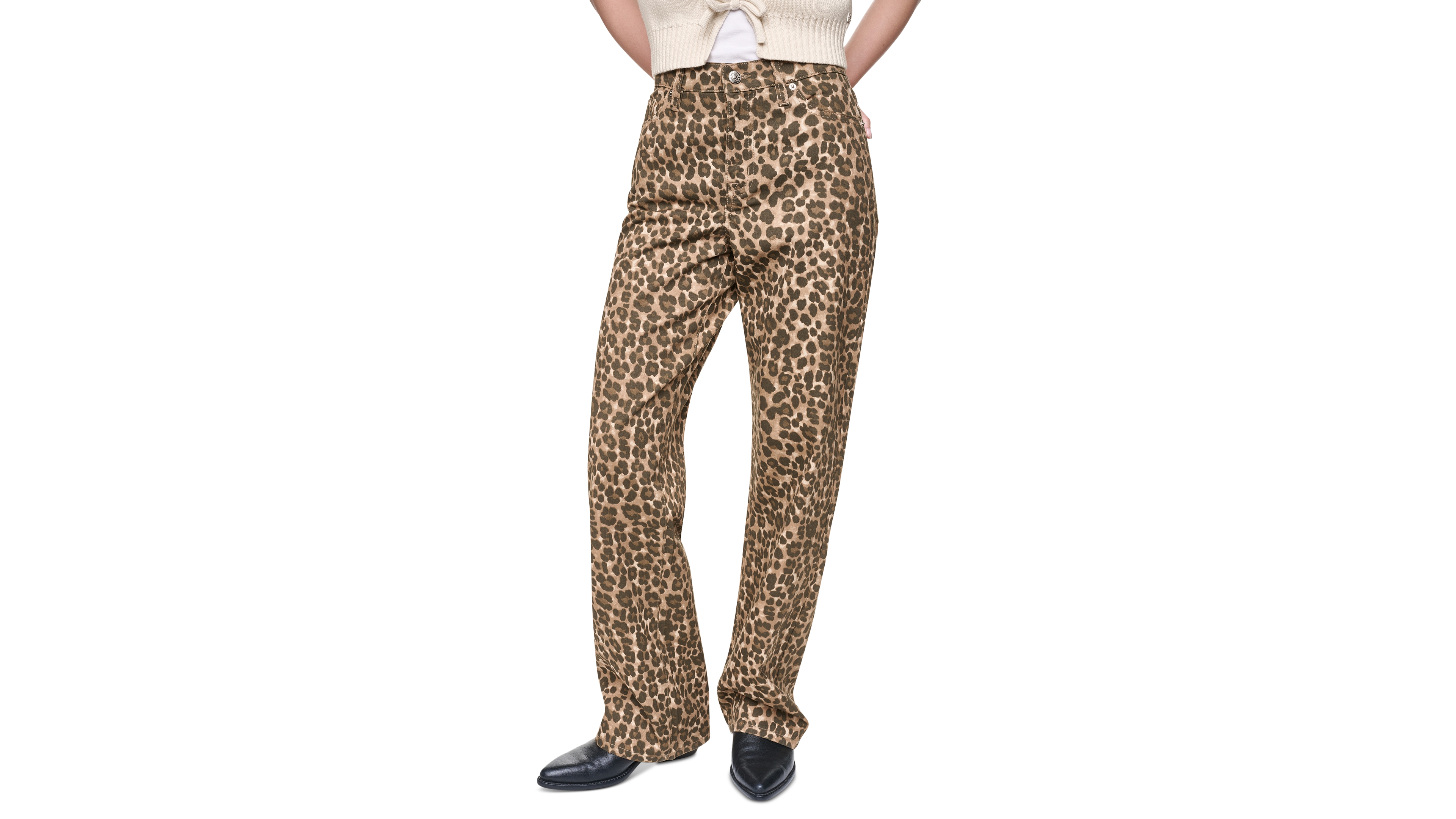 Dkny Jeans Women's Animal Print Mid-Rise Straight Leg