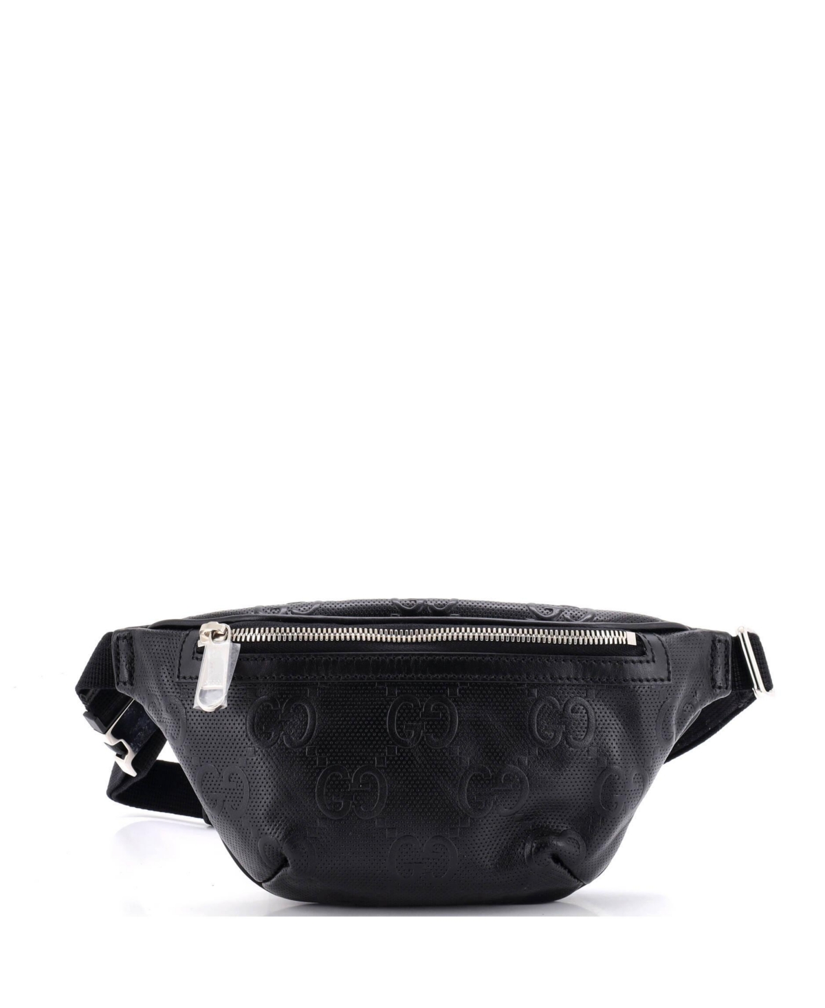 Pre-Owned Gucci Small Belt Bag Gg Embossed Perforated Leather - Black