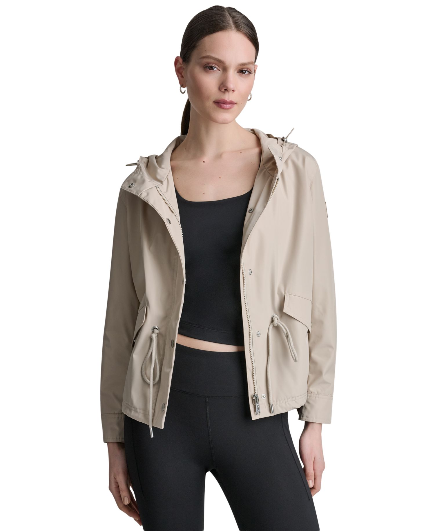 Women's Cropped High-Low Hooded Jacket