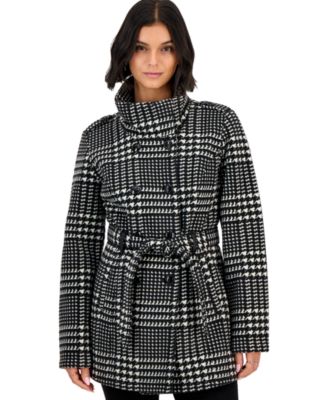 Women's Plaid Double-Breasted Belted Jacket