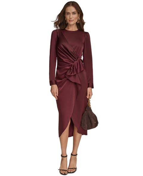 Женское платье Donna Karan New York Ruched Midi, цвет: Ягодный