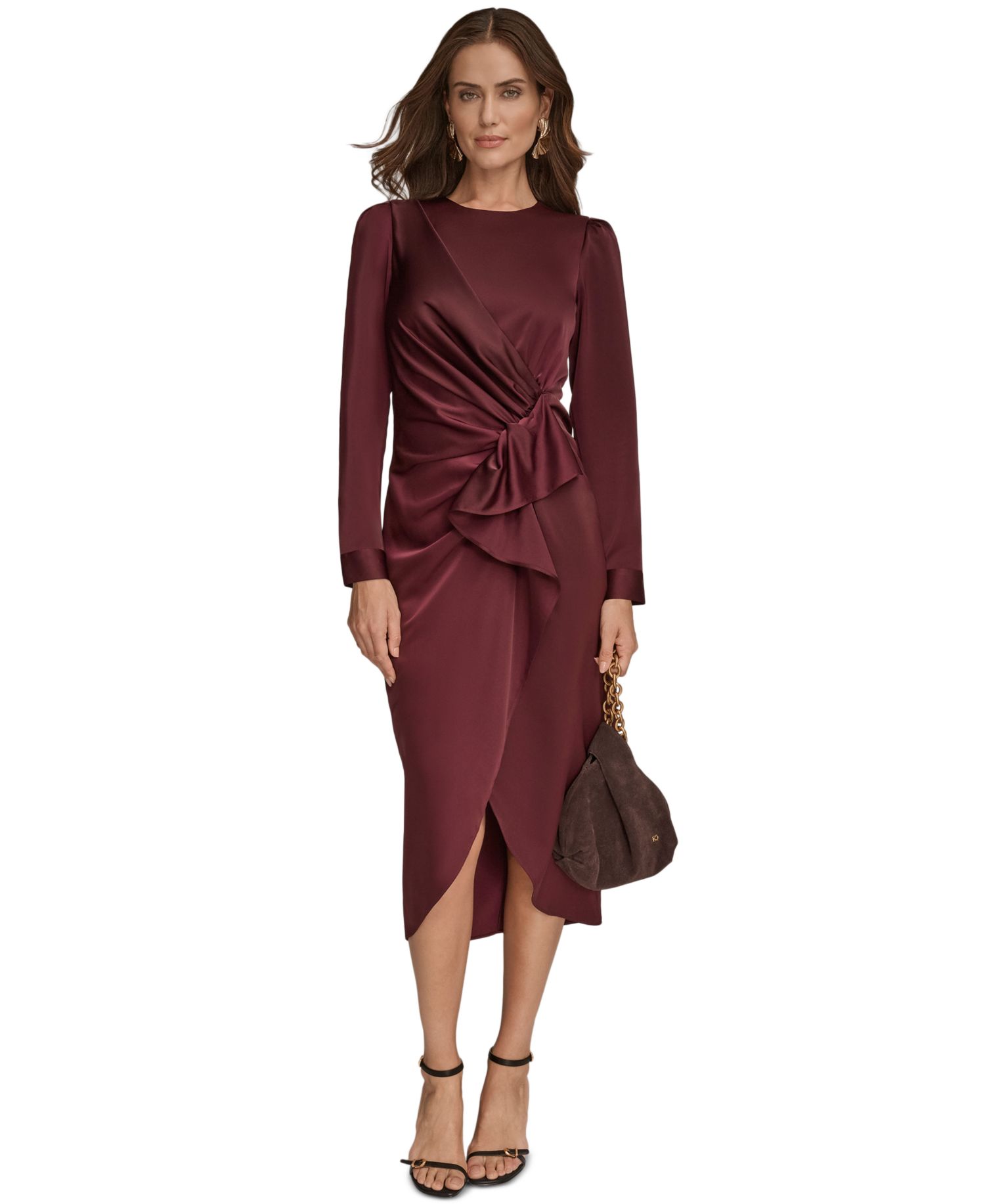 Petite Ruched Midi Dress