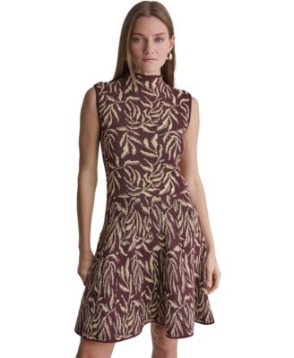 Women's Floral-Print Funnel Neck Sweater Dress