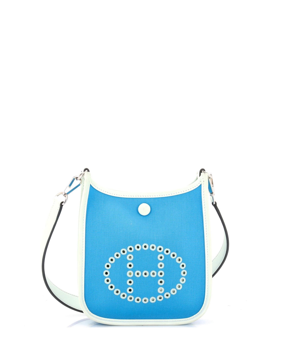 Pre-Owned Hermes Tpm Neo Evelyne Bag Toile and Leather - Blue