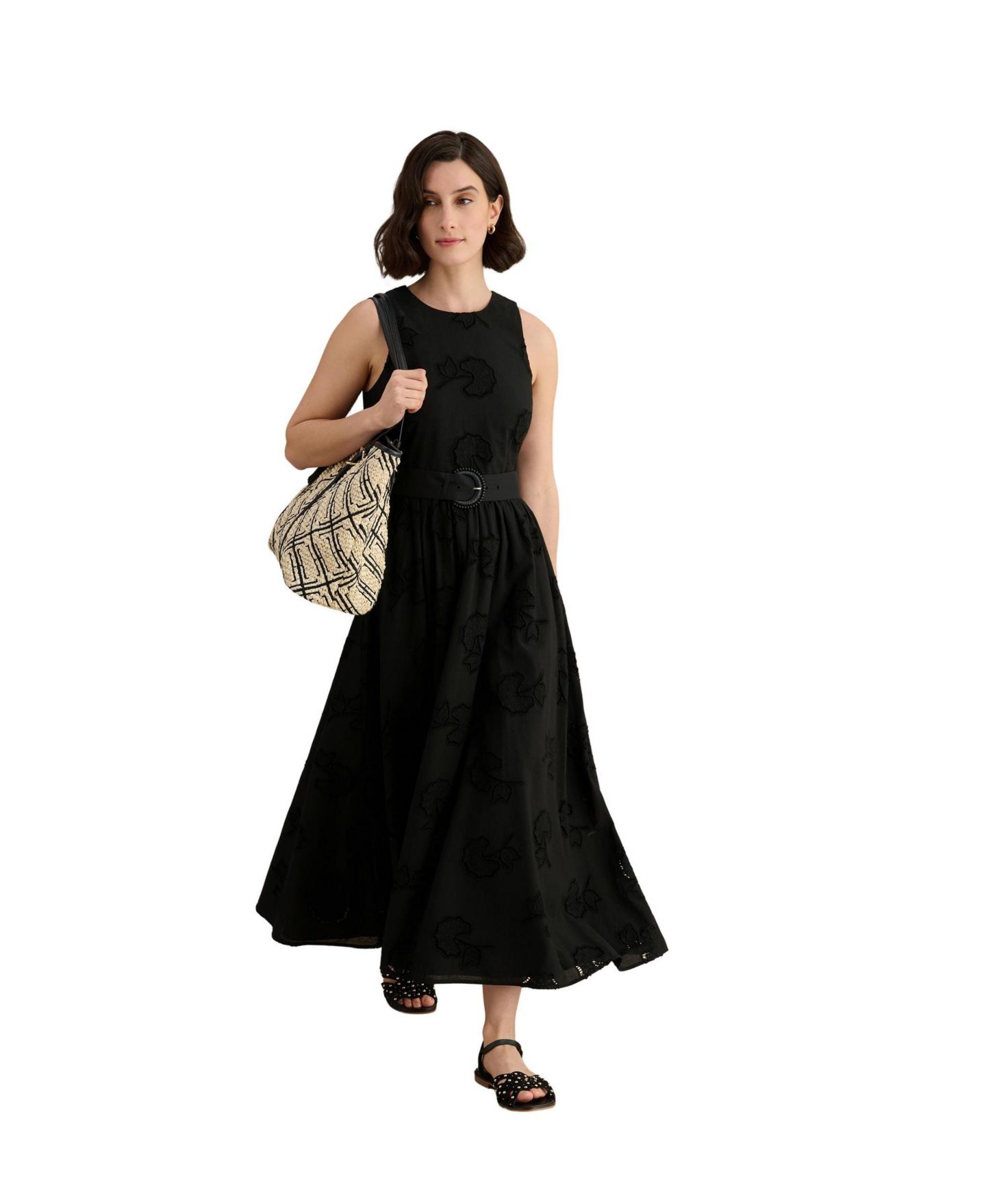 Женское платье Hobbs London Amelie A-Line Lace Midi, цвет: Чёрный — фото 2