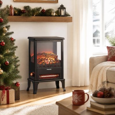 Electric Fireplace Stove with 3D Flame Effect, 1500W Electric Fireplace Heater with 5120 BTU Output, Overheat Protection