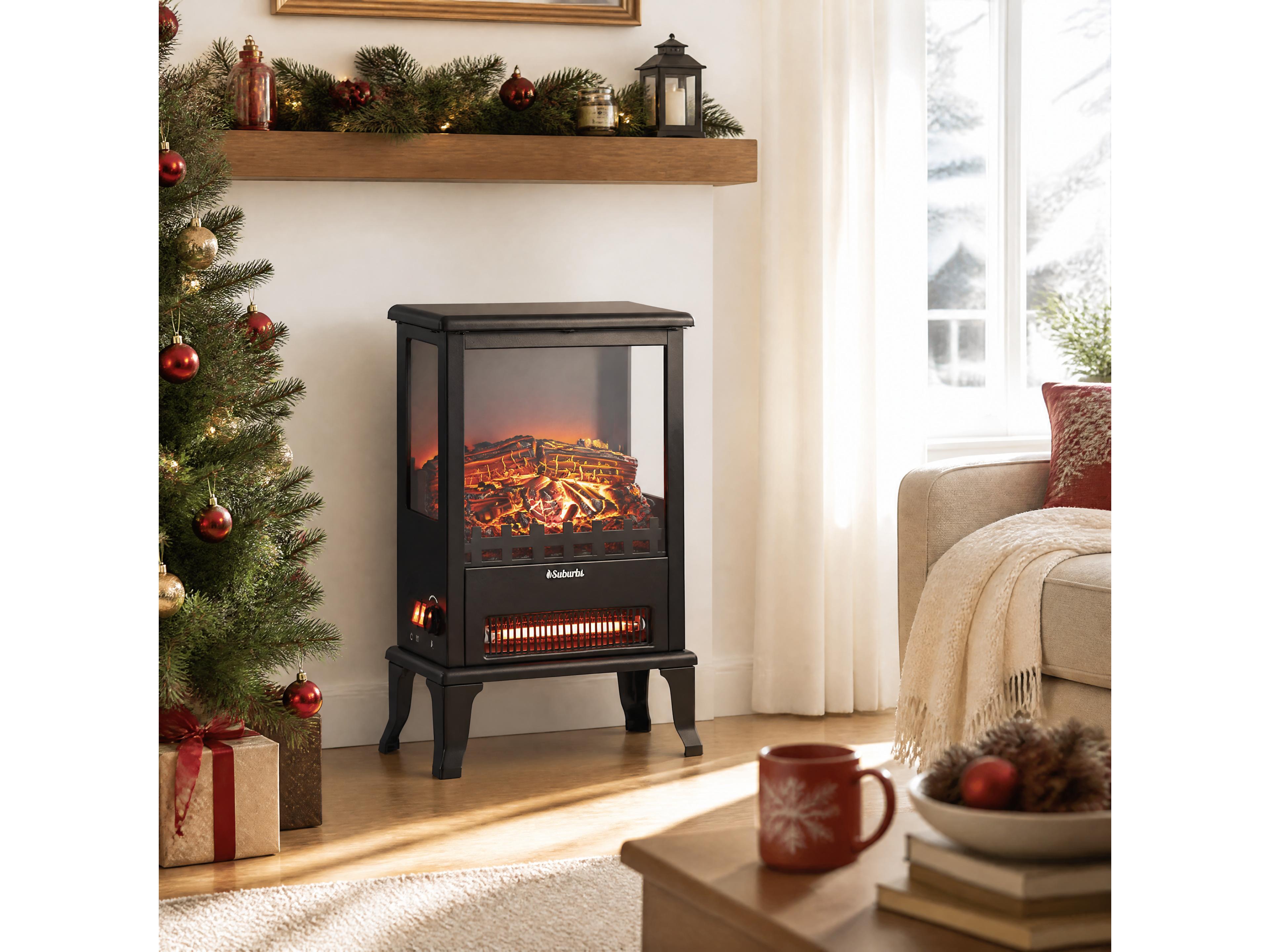 homfan Electric Fireplace Stove with 3D Flame Effect, 1500W Electric Fireplace Heater with 5120 Btu Output, Overheat Protection