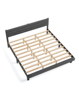 Upholstered Platform Bed Frame with Soft Padded Tufted Headboard