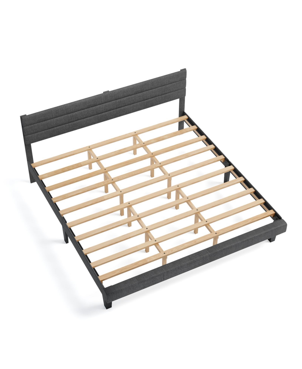 Slickblue Upholstered Platform Bed Frame with Soft Padded Tufted Headboard
