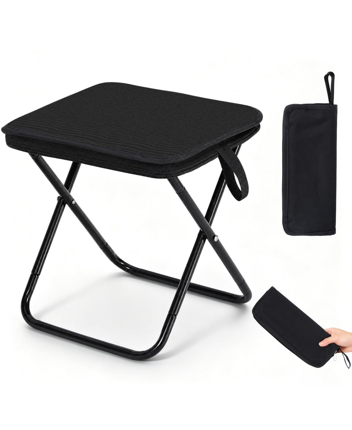 Aofar Portable Folding Stool Collapsible Chair Adults Underarm Bag Mesh Pocket Heavy Duty