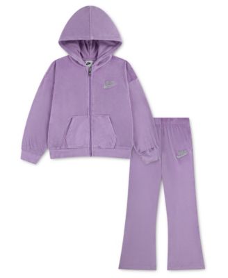 Girls' 4-6X Full-Zip Hoodie and Velour Flared Leggings, 2-Piece Set