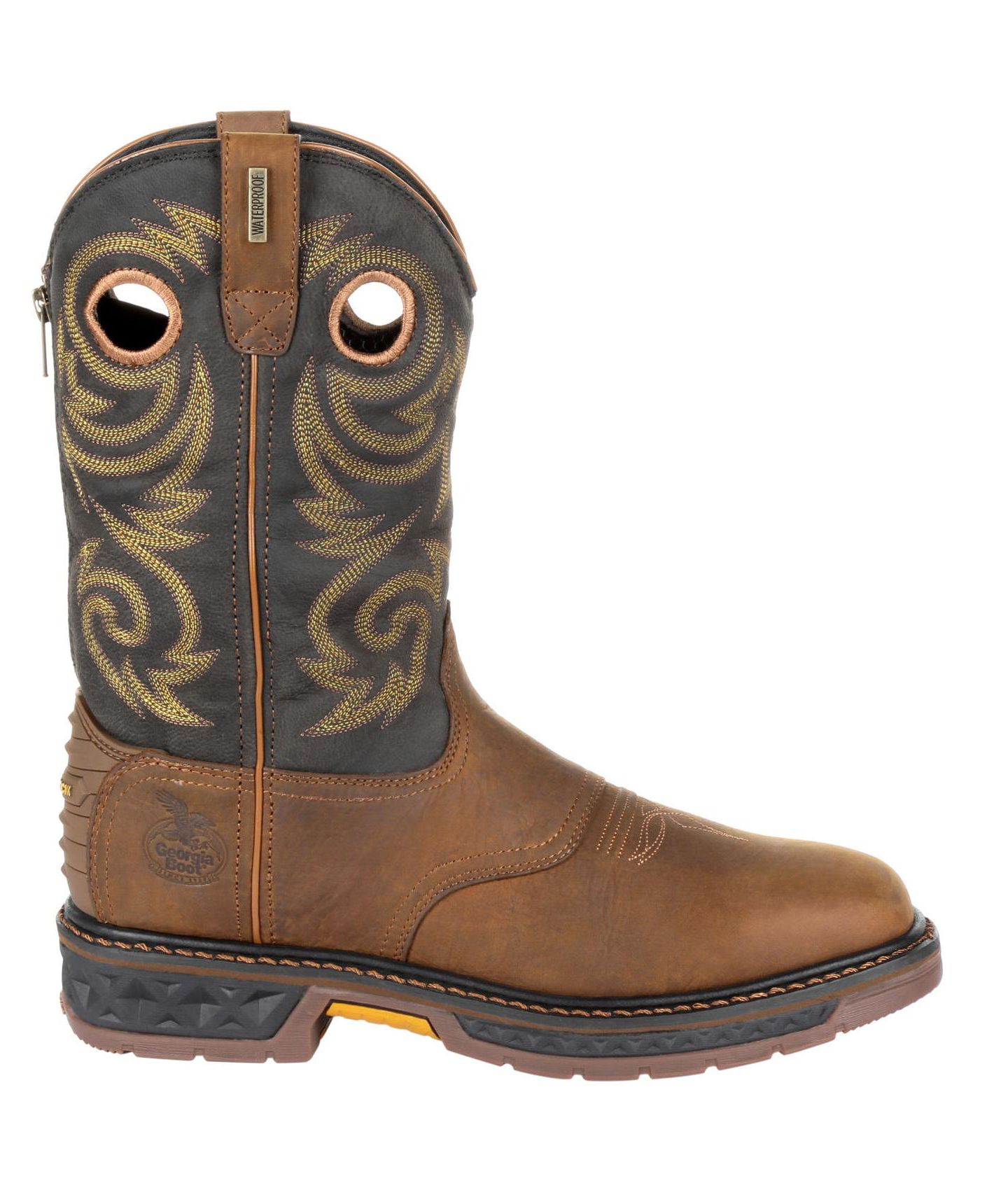 Мужские ботинки GEORGIA BOOT Carbo-Tec LT Waterproof Pull-on Work, цвет: Чёрный / Коричневый — фото 9
