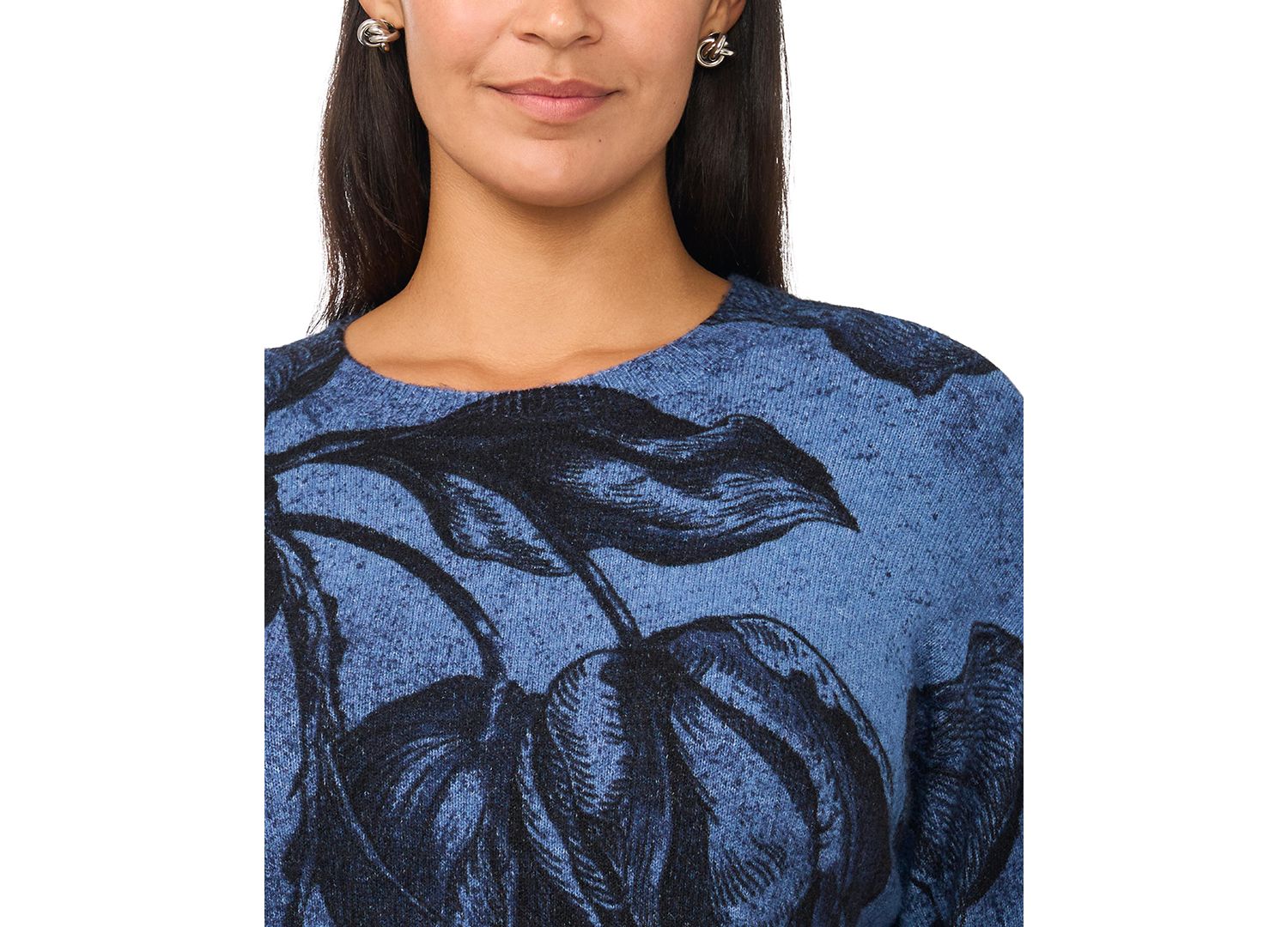 Plus Size Floral-Print Pullover Sweater