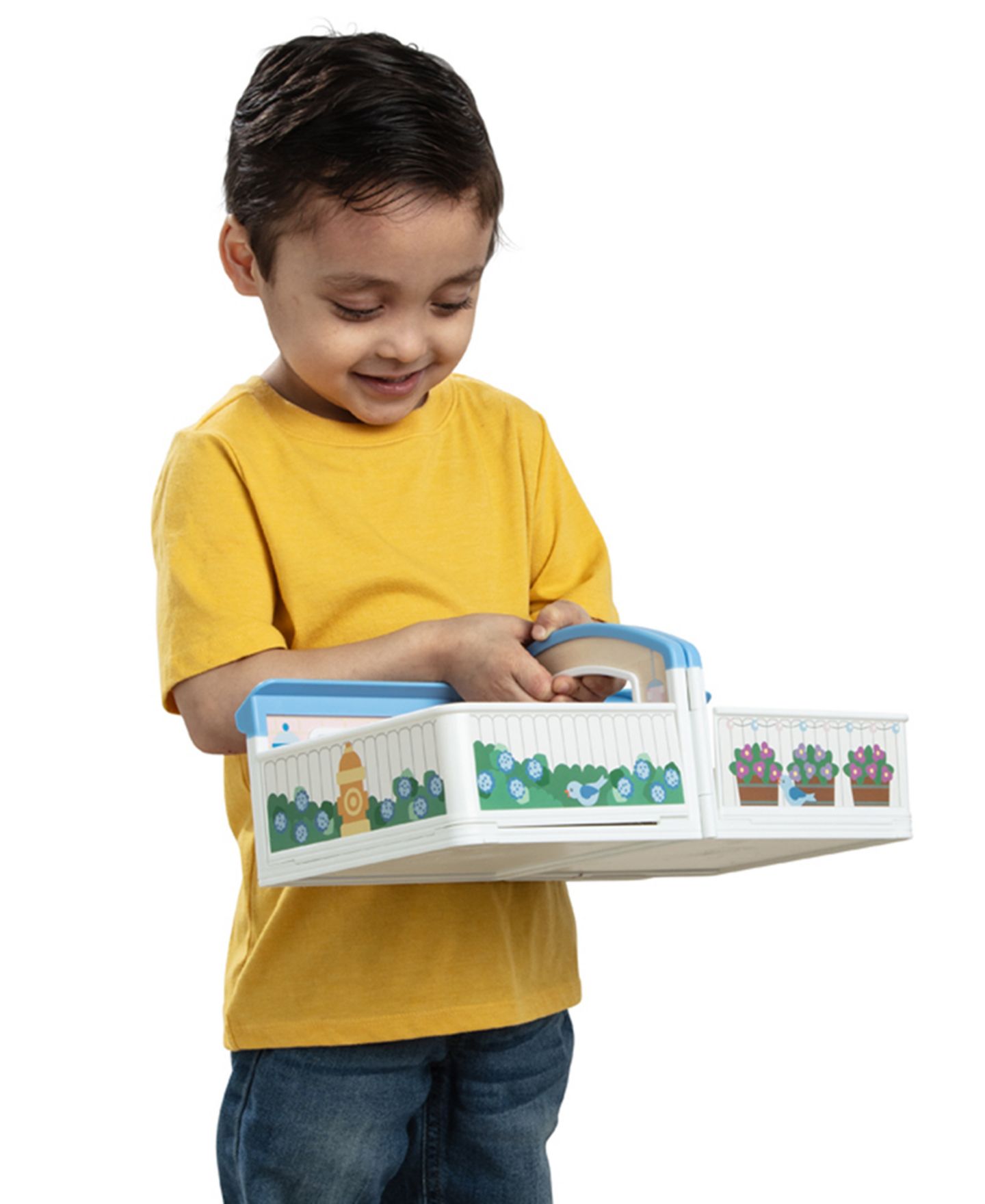 Детские куклы Melissa and Doug Cheery Lane Fold-Out Rooms House, 14.5" x 11.8" x 8.3", 13-Piece Set with 2 Figures — фото 5