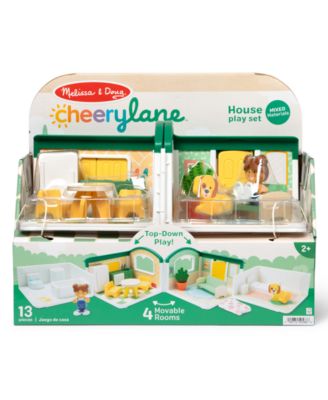 Melissa & Doug Cheery Lane Fold-Out Rooms House, 14.5" x 11.8" x 8.3", 13-Piece Set with 2 Figures