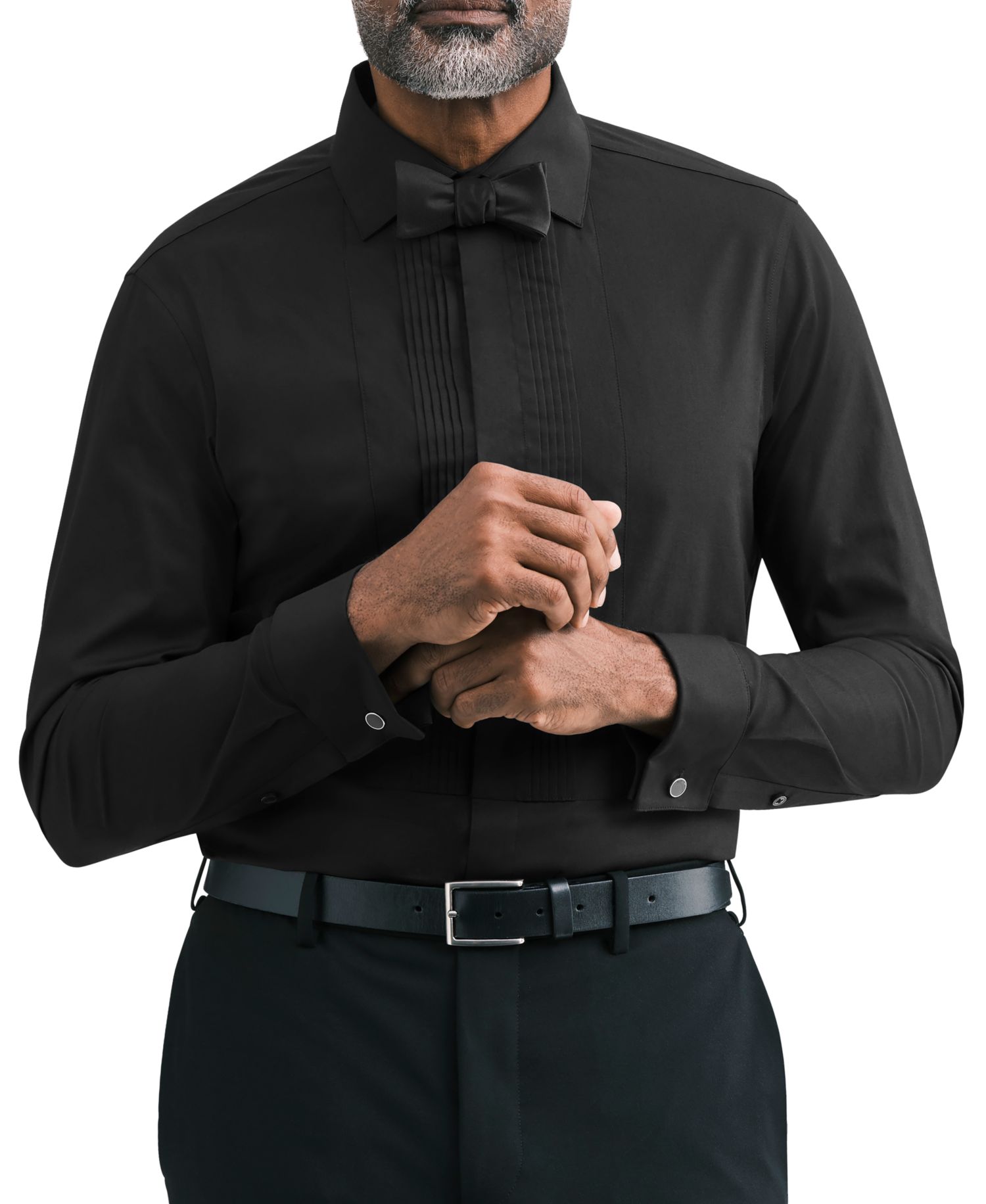 Men's Tailored Occasion French-Cuff Slim-Fit Pleated-Bib Dress Shirt