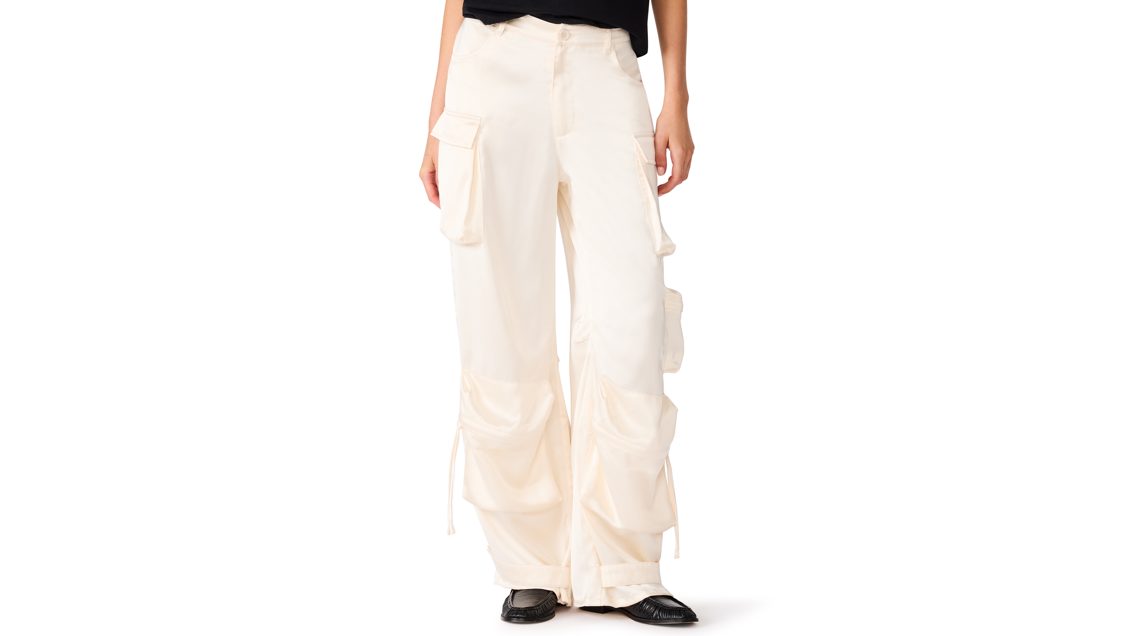 Steve Madden Women's Duo Wide-Leg Drawstring Cargo Pants